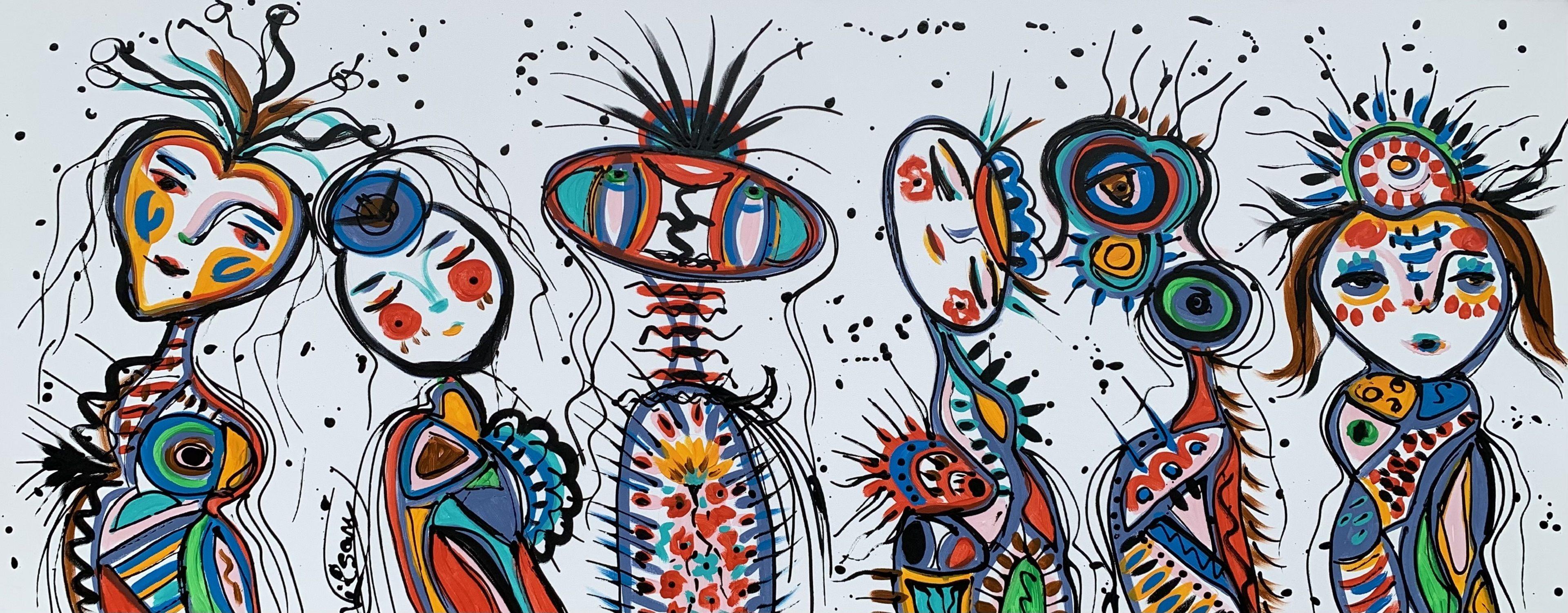 Friends 99, Peinture, Acrylique sur Toile - Painting de Veronica Vilsan