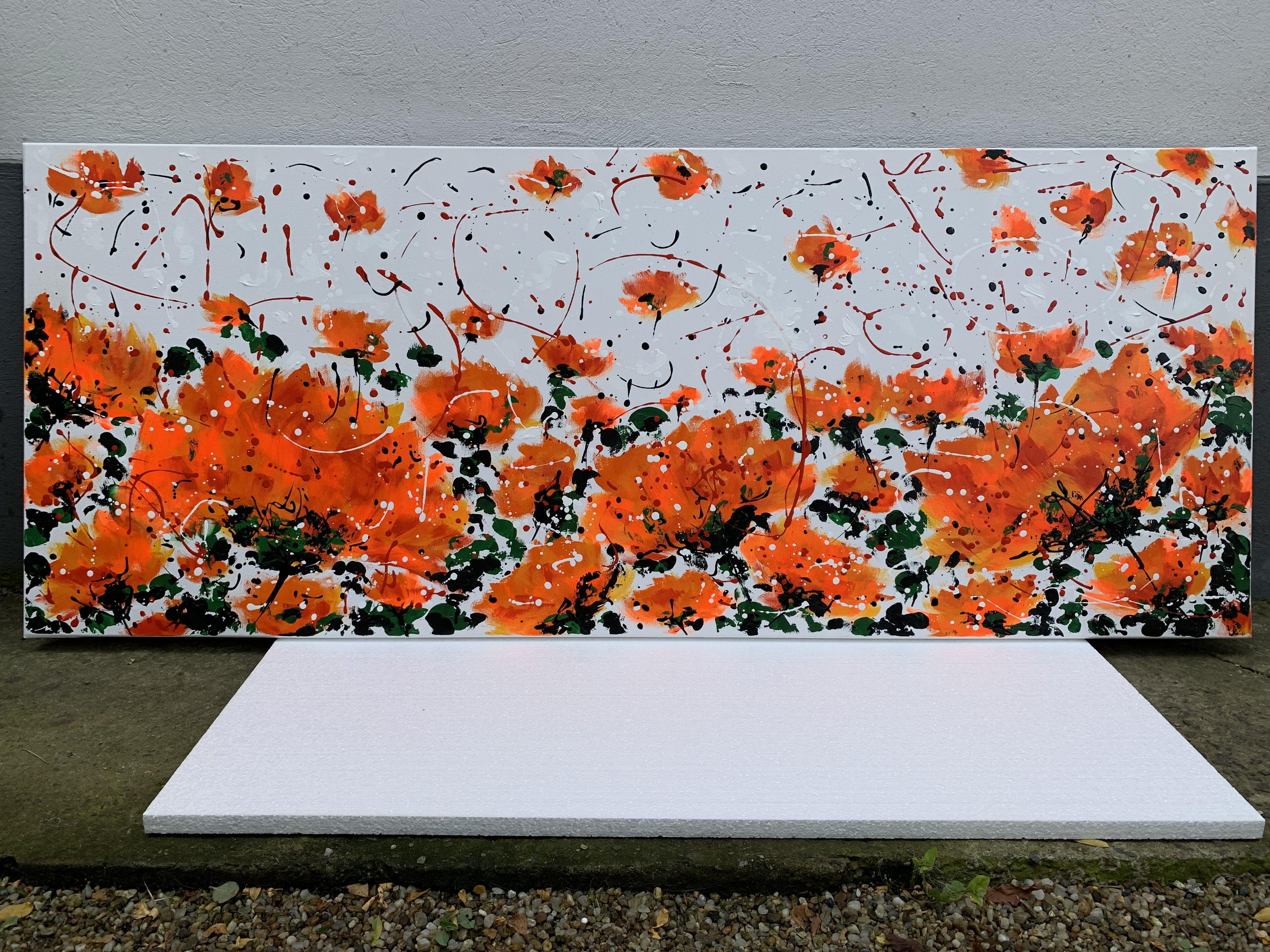 Dipinto a mano. Non è una stampa. Il dipinto è firmato sul retro. Data.  Pittura contemporanea FINE ART originale, acrilici  su tela stirata 100% cotone.    Titolo: Giardino della gioia 41, 2021, pronto da appendere  Dimensioni: 59 x 23,5