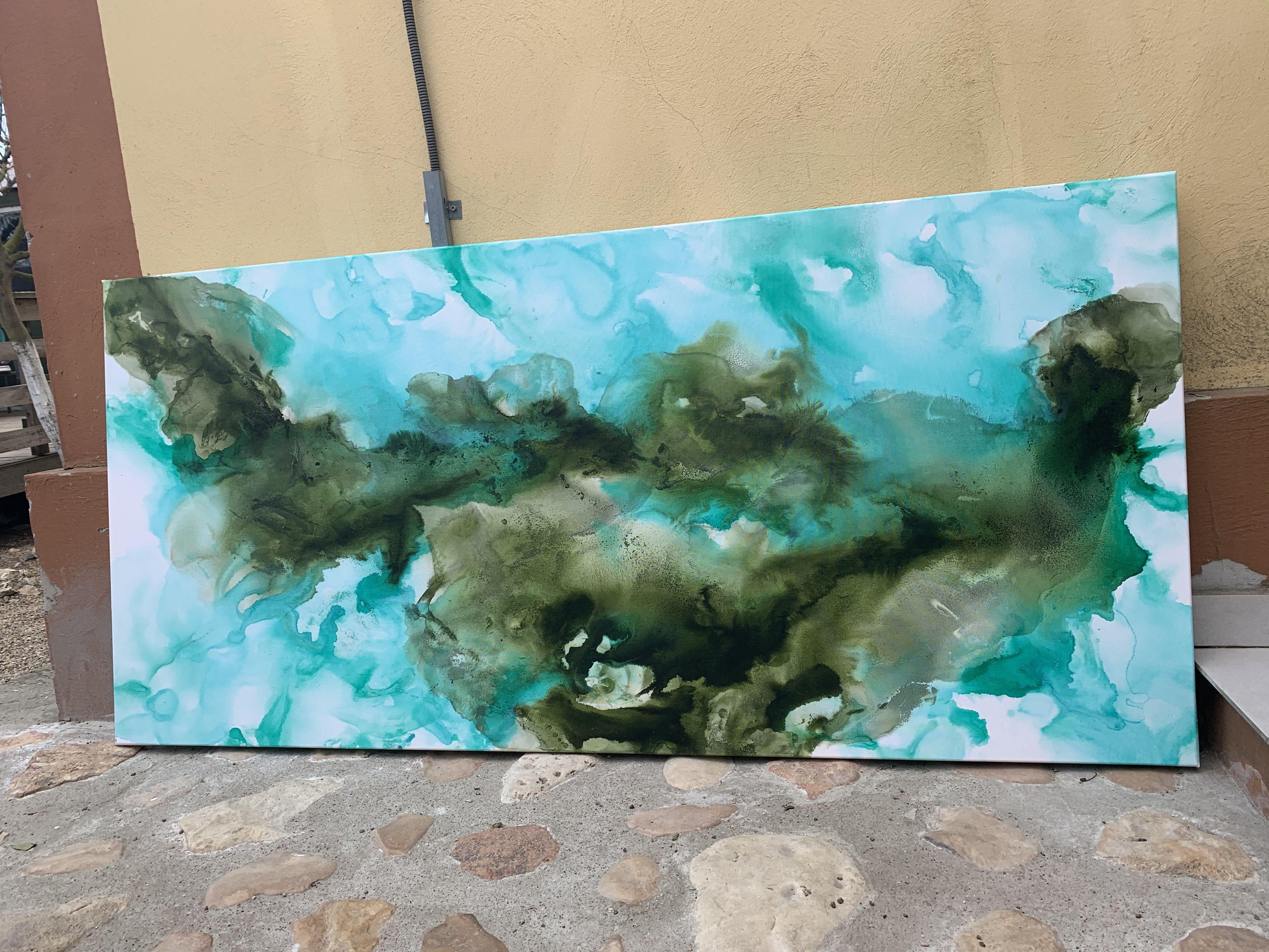 Green Flame 4, 180x85cm, Painting, Acrylic on Canvas For Sale 2