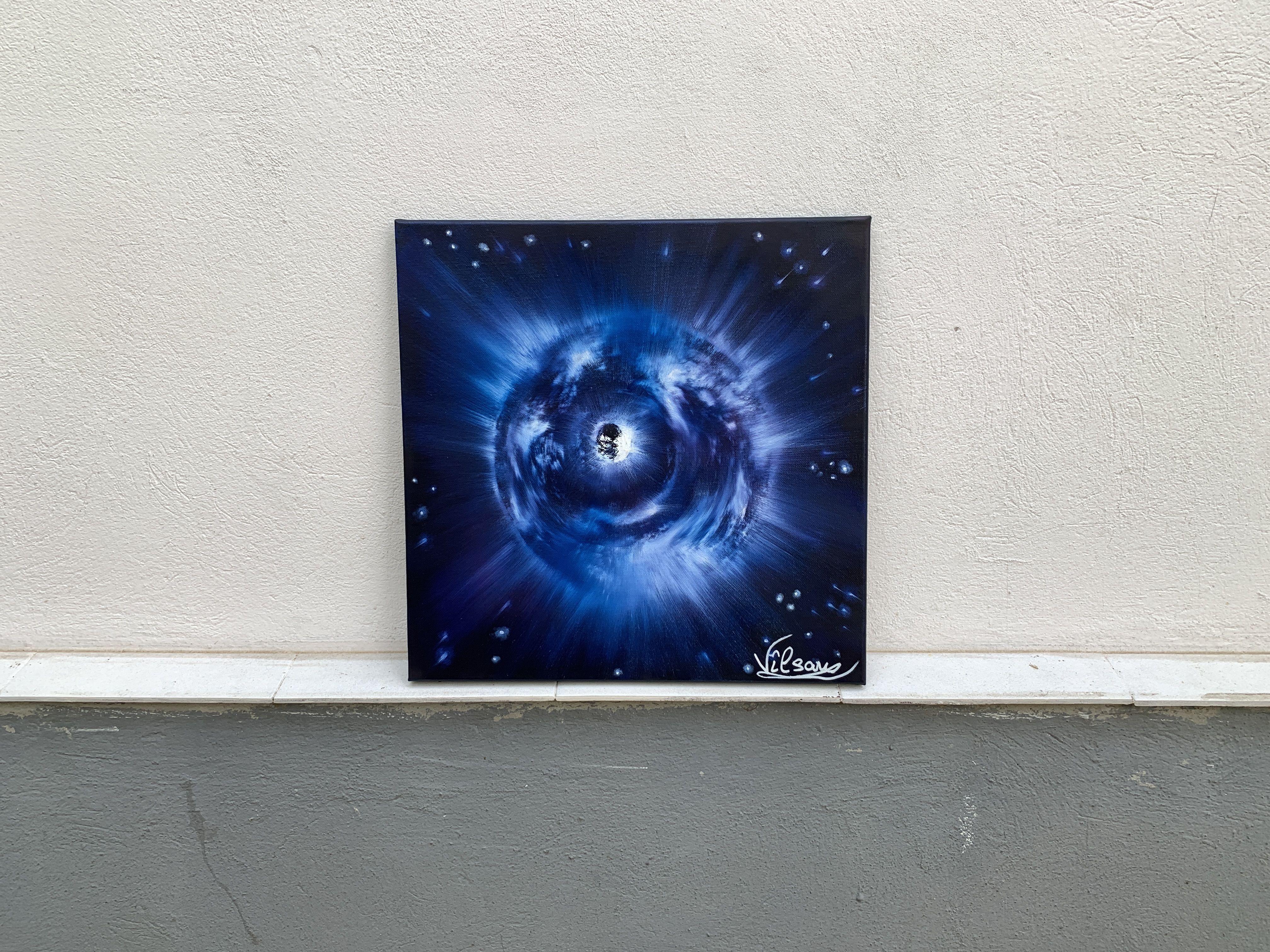 Interstellar 15, Pittura, Olio su tela - Abstract Painting Viola di Veronica Vilsan