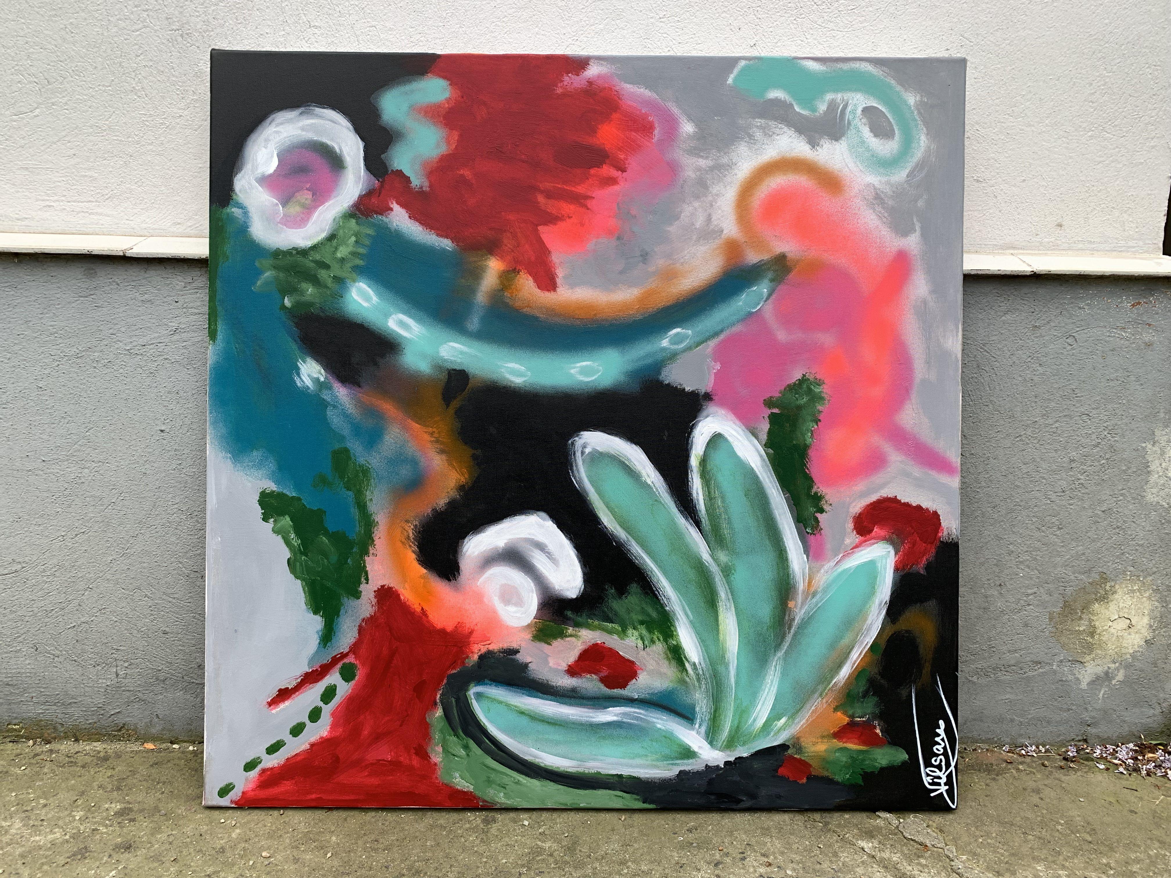 Dipinto a mano. Non è una stampa. Il dipinto è firmato sul retro. Data.  Dipinto originale di FINE ART contemporanea, acrilico su tela 100% cotone.    Titolo: Vita a colori 82, 2024, pronto da appendere  Dimensioni:  80x80cm (31,5 x 31,5 pollici)   