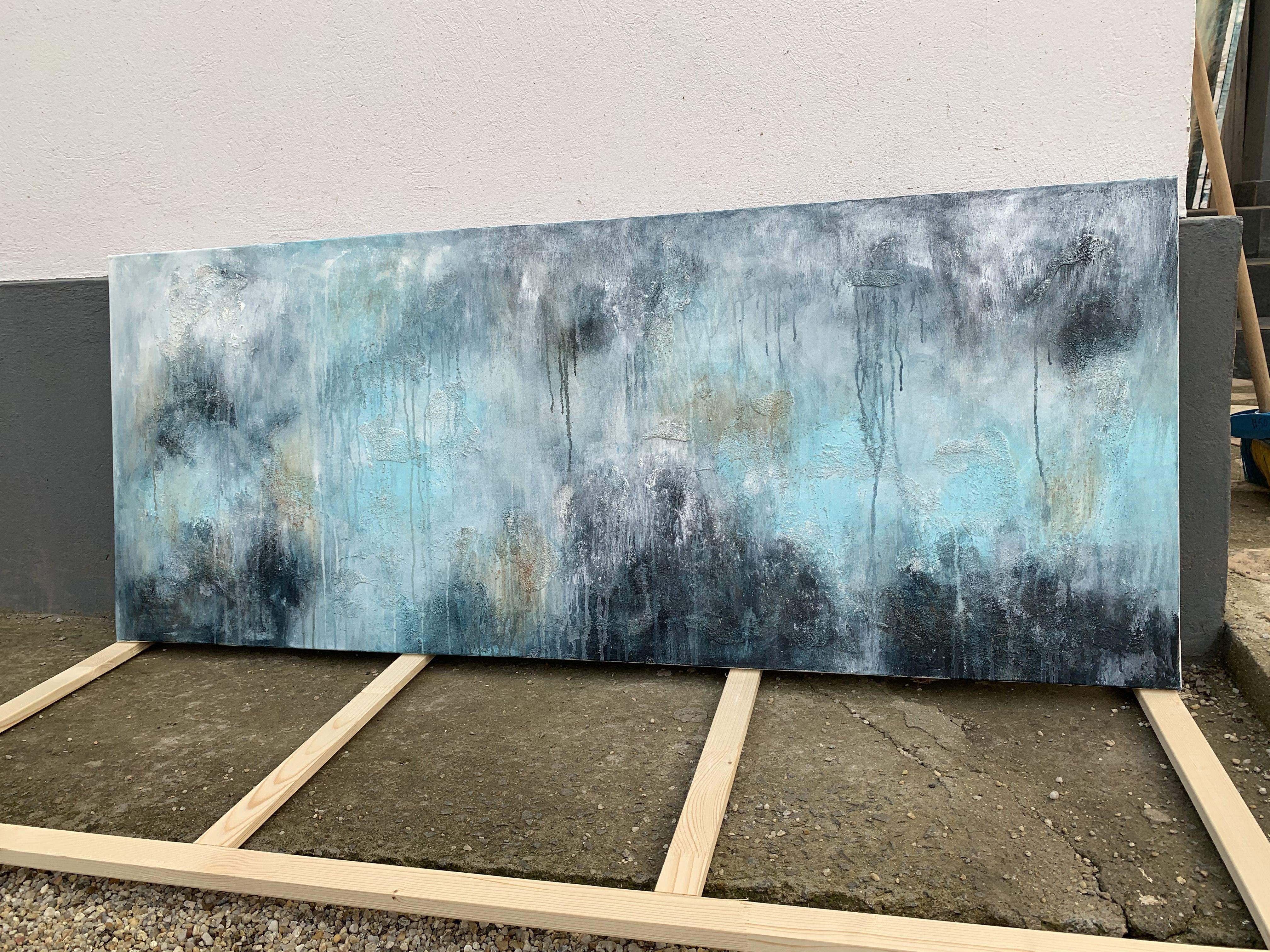 Magnifique terre 76, peinture, acrylique sur toile - Bleu Landscape Painting par Veronica Vilsan