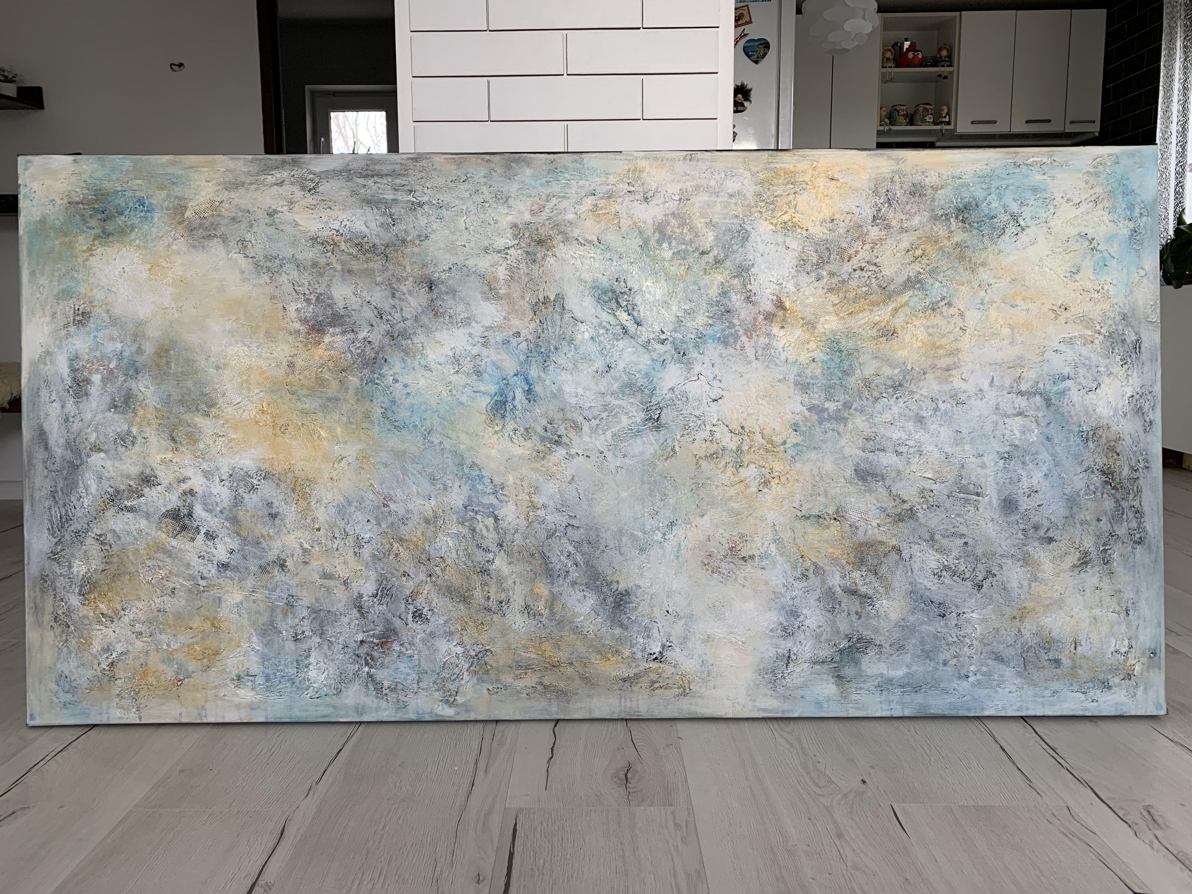 Contemporary FINE ART Original PAINTING, acrylics and texture on 100% cotton stretched wrapped canvas.    Title: Magnificent Earth 90,ready to hang, 2022  Size: 71''x 35''(180 x 90 cm)    Room views may not be to scale!    Hand painted. Original,