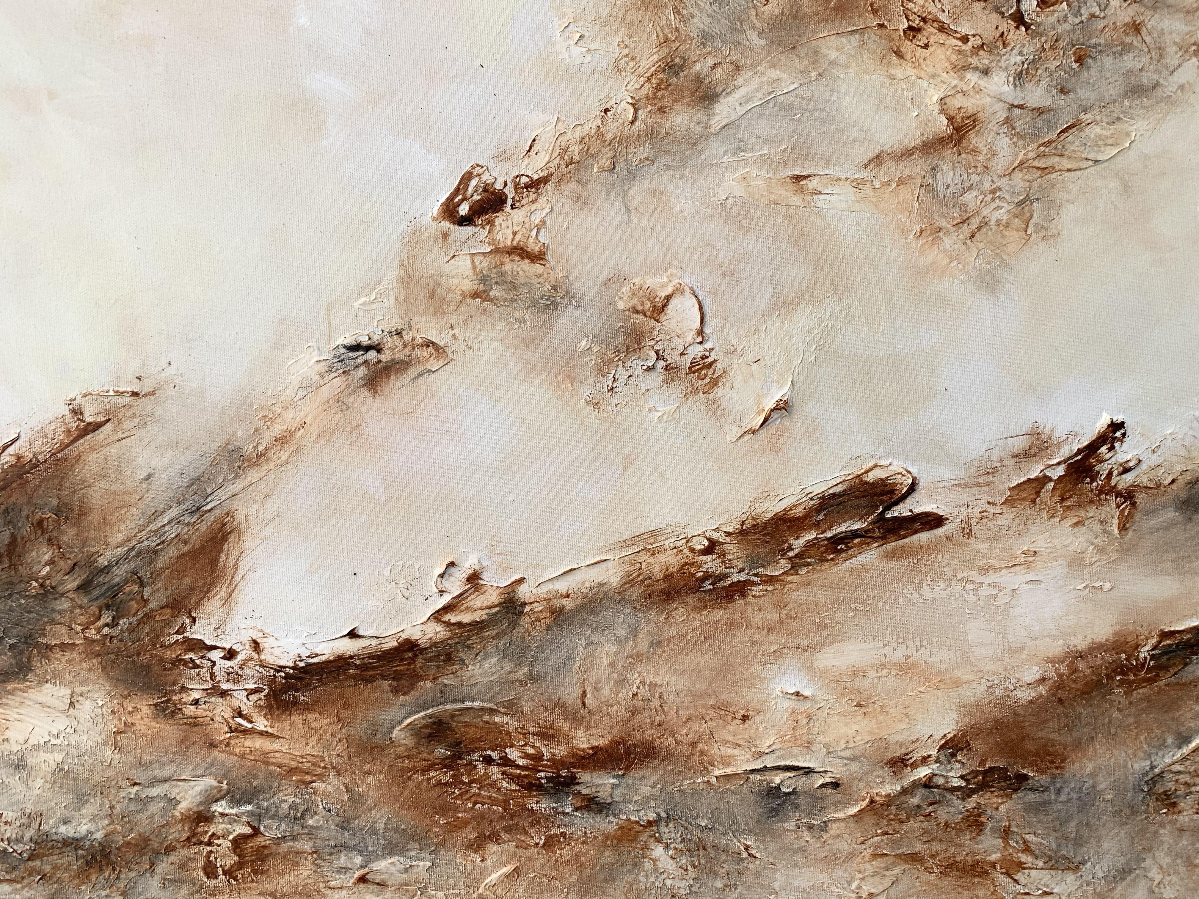 Hand-painted. Not a print. Painting is signed at the back. Dated.  Contemporary FINE ART Original PAINTING, acrylics and texture on 100% cotton stretched wrapped canvas.    Title: Magnificent Earth 93, Landscape, 2022  Size: 59 x 23,5