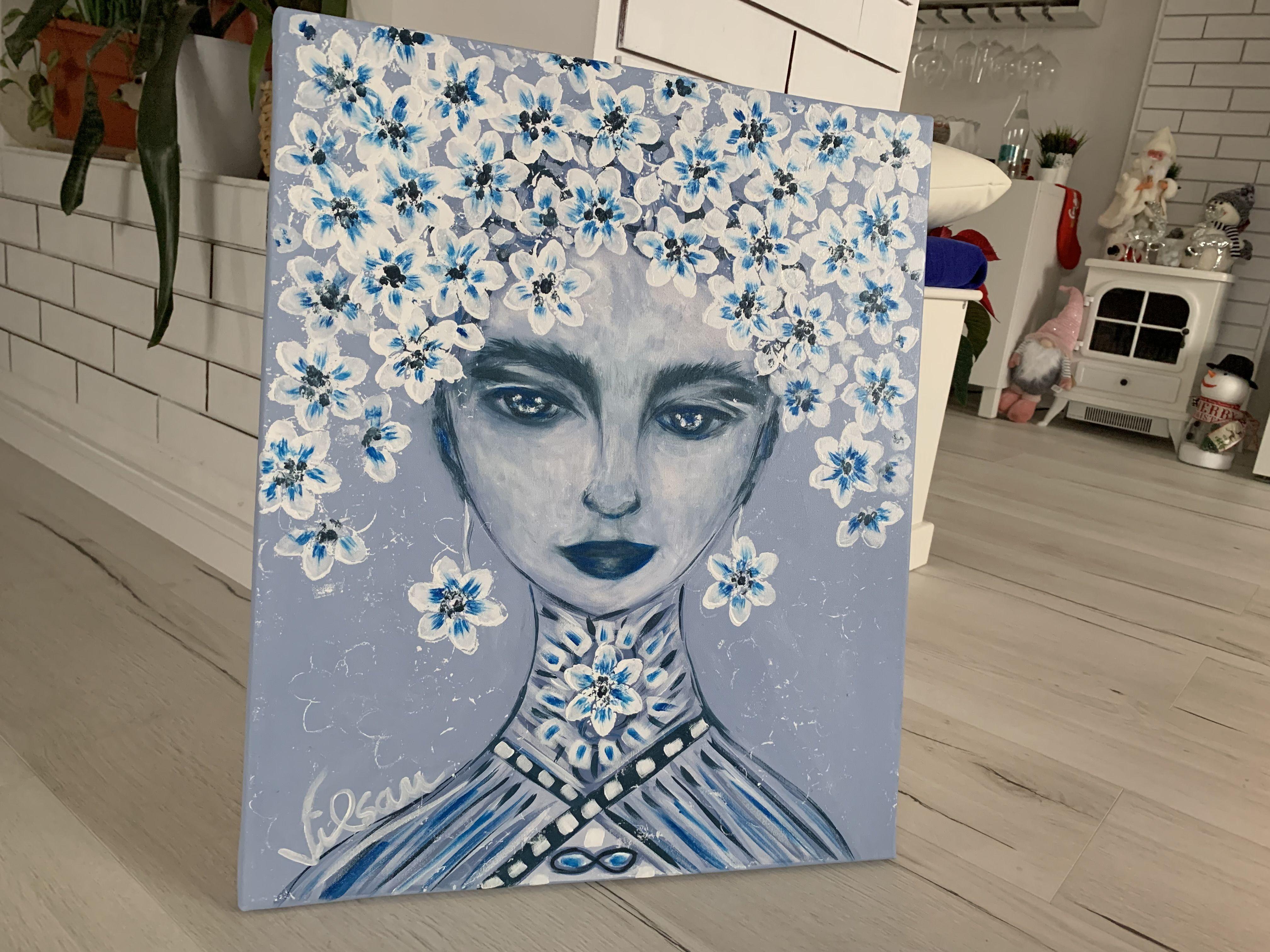 BELLAS ARTES contemporáneas PINTURA original, acrílicos y textura sobre lienzo 100% algodón tensado y envuelto.    Título: La Reina 10, 2021  Tamaño: 60 x 50 cm (24