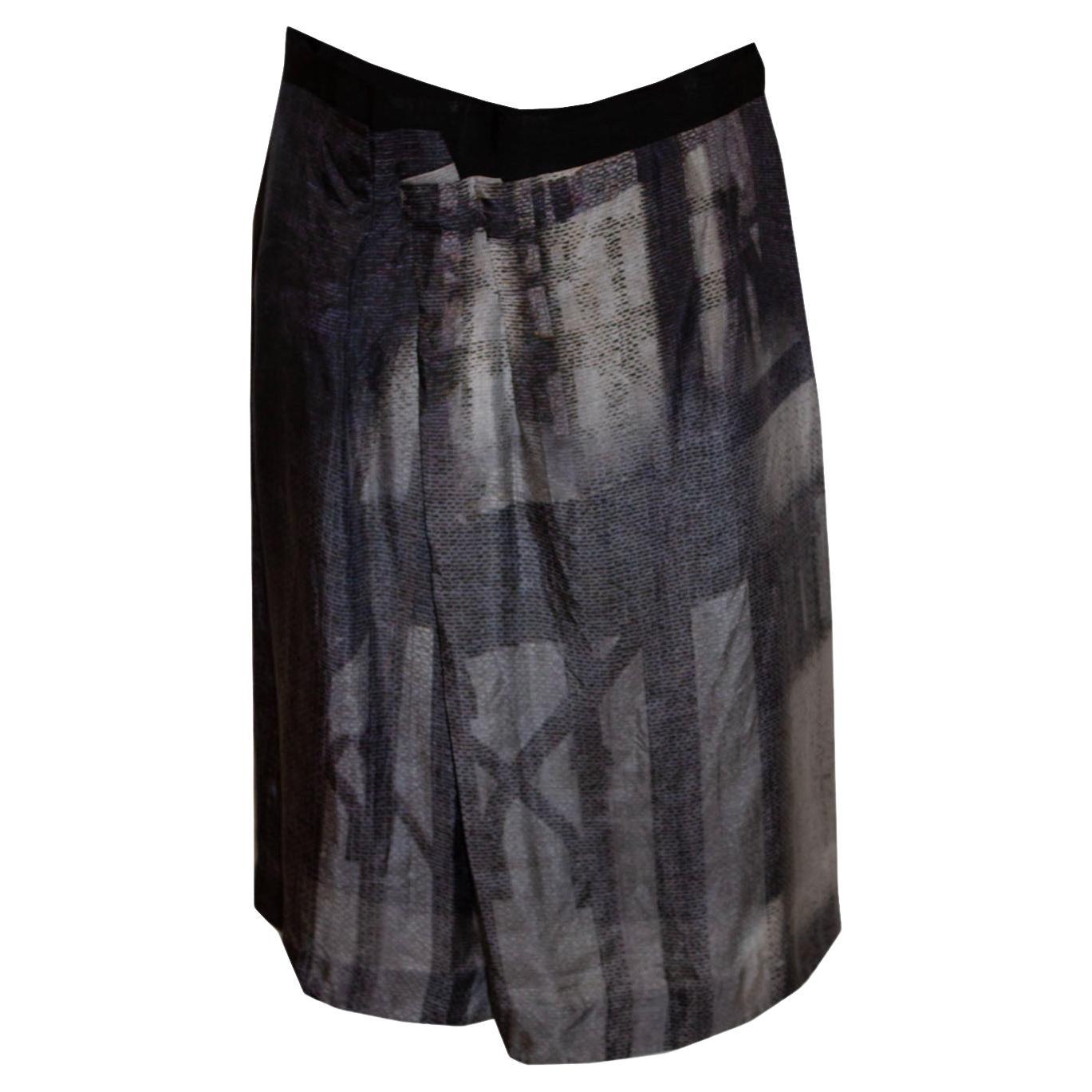 Veronika Maine Printed Silk Skirt For Sale