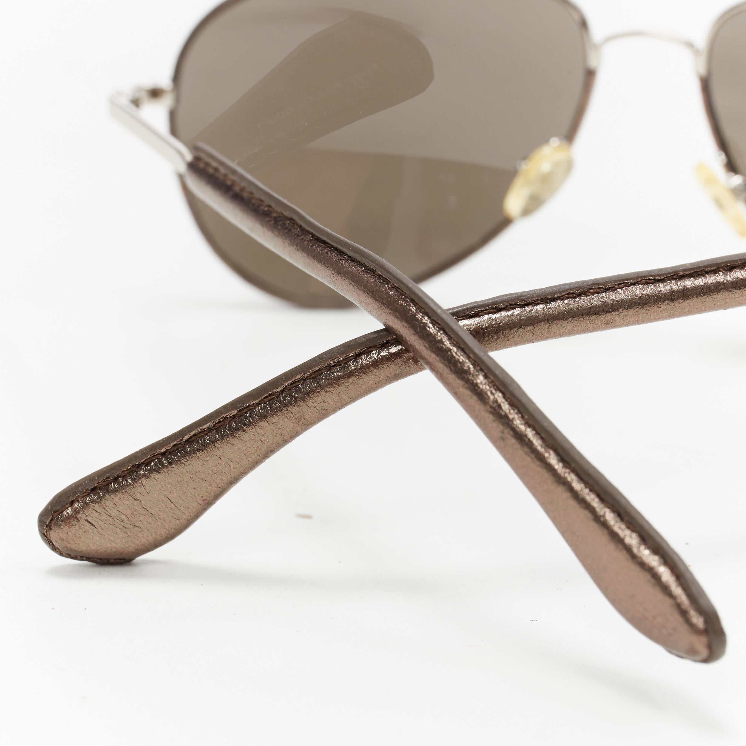 VERONIQUE BRANQUIHO LINDA FARROW copper leather mirrored aviator sunglasses 1