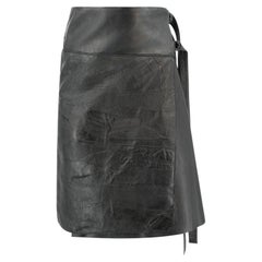 Veronique Branquinho Early 2000s Black Patchwork Leather Wrap Skirt