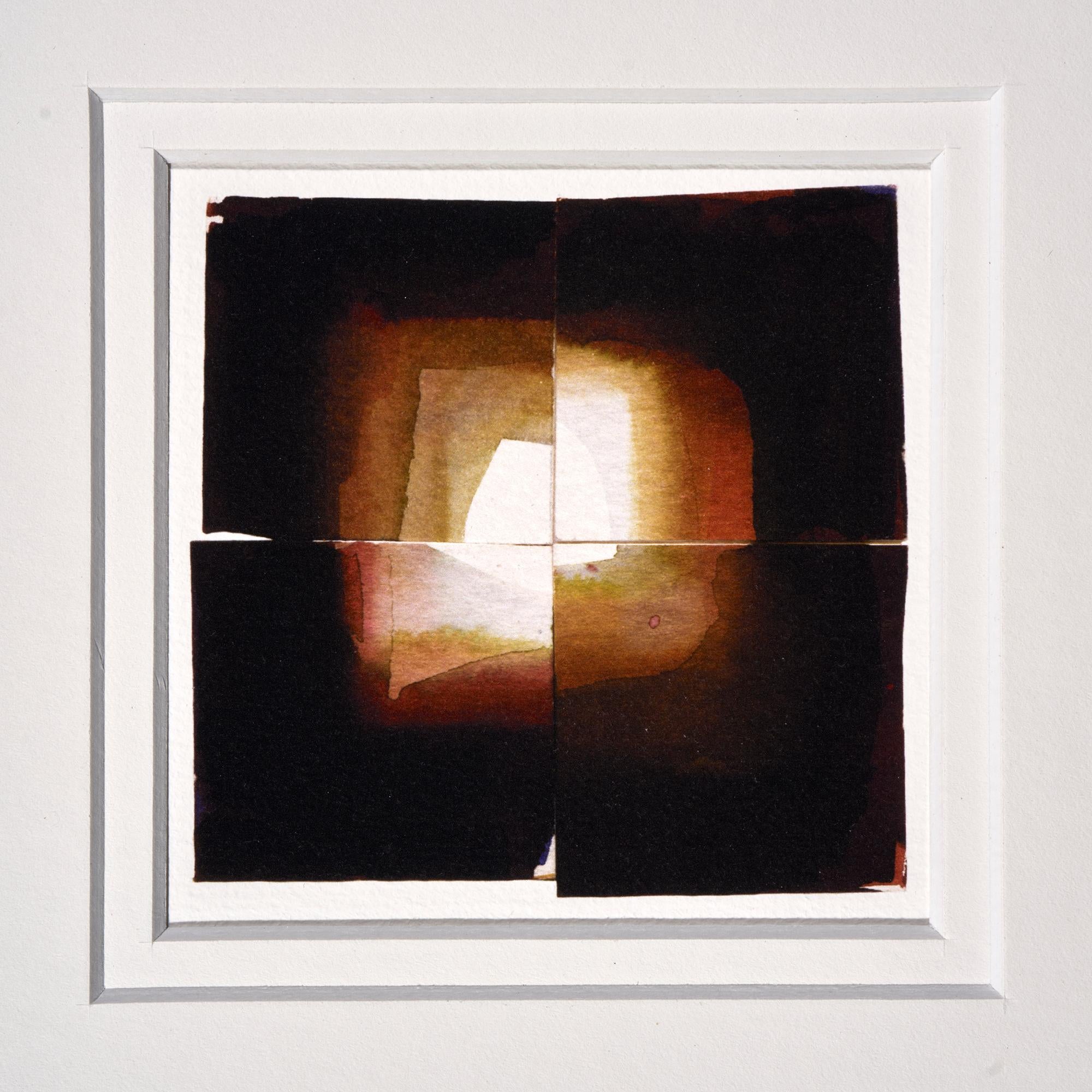 Small Collage in Brown I - White Abstract Print by Véronique Gambier