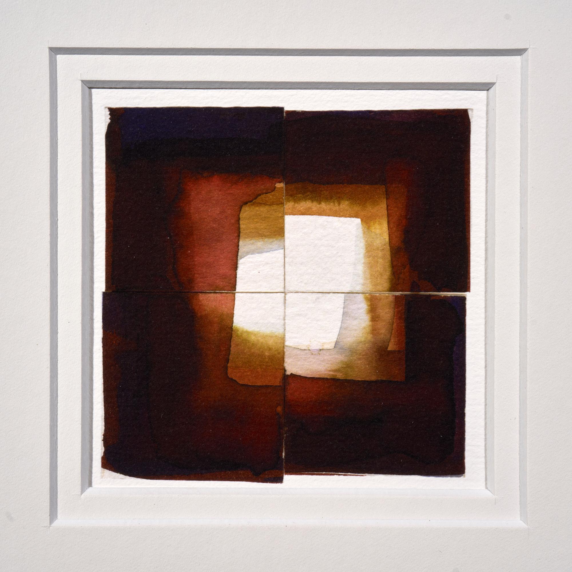 Small Collage in Brown II - White Abstract Print by Véronique Gambier