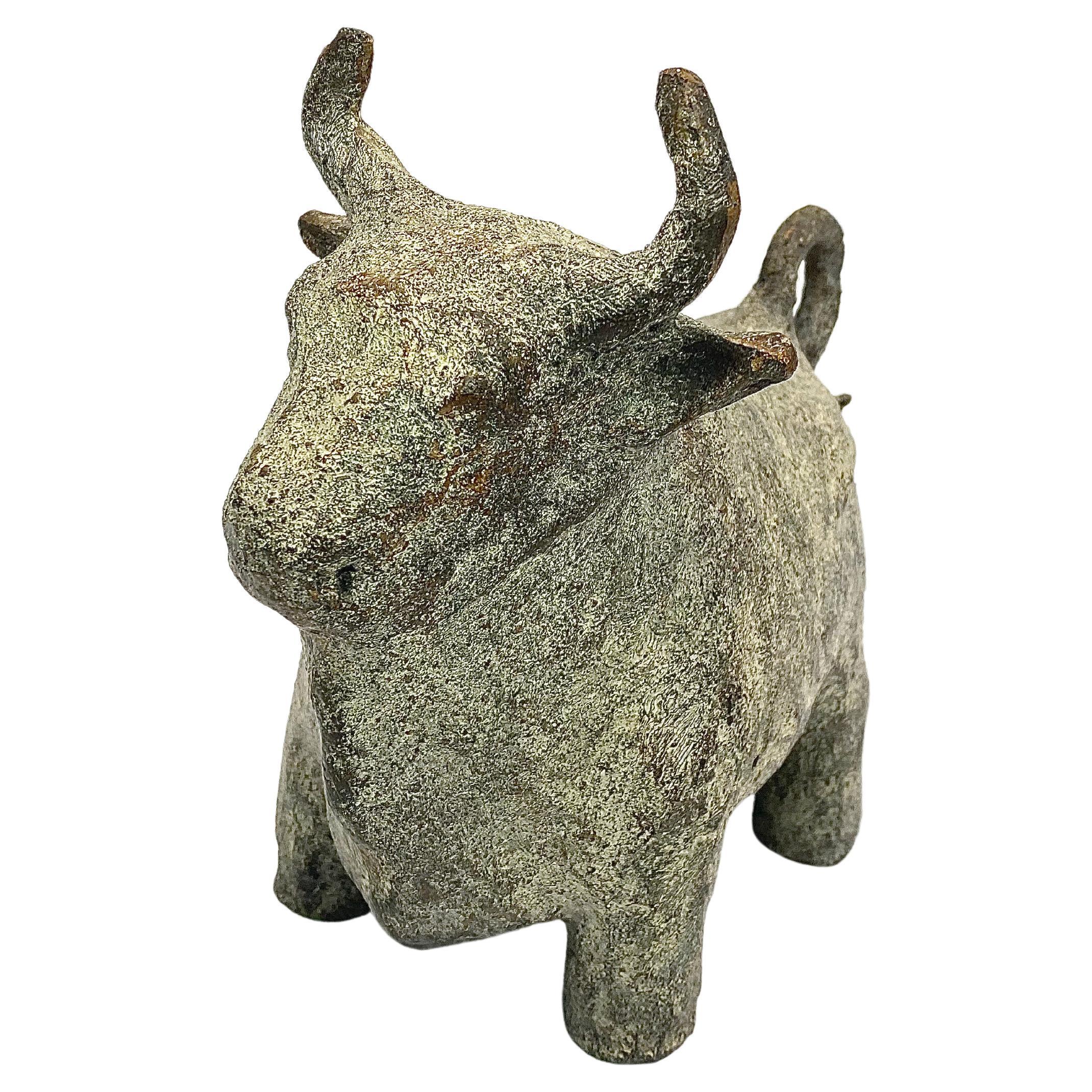 Sculpture representing a bull in bronze. Created by an original terracotta sculpture by Véronique Motte.
Signed and numbered 1/8. 

The Anne Jacquemin Sablon gallery opened its doors to the public in 2015. It is a space dedicated to design and