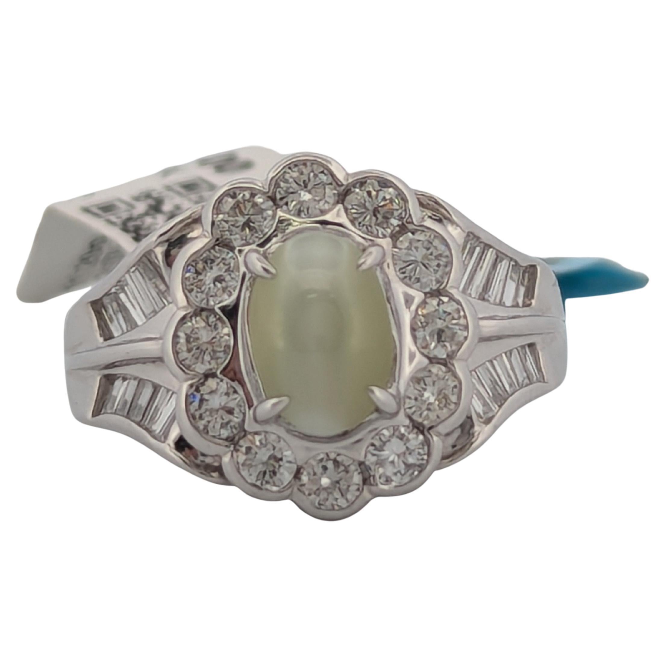 Veronique Platinum Ring With 2.57ct Cat’s Eye & 1.07ctw Diamonds, Unique Gemston