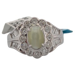 Veronique Platinum Ring With 2.57ct Cat’s Eye & 1.07ctw Diamonds, Unique Gemston
