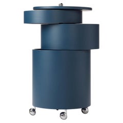 Verpan Barboy Side Table and Mobile Storage by Verner Panton, Blue