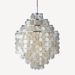 Verpan Fun 0DM Pendant Lamp by Verner Panton, Chrome Frame & Seashell Discs