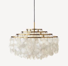 Verpan Fun 10DM Pendant Lamp by Verner Panton, Brass Frame & Seashell Discs
