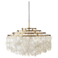 Verpan Fun 10DM Pendant Lamp by Verner Panton, Brass Frame & Seashell Discs