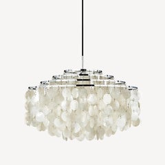 Verpan Fun 10DM Pendant Lamp by Verner Panton, Chrome Frame & Seashell Discs