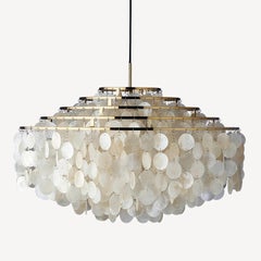 Verpan Fun 11DM Pendant Lamp by Verner Panton, Brass Frame & Seashell Discs