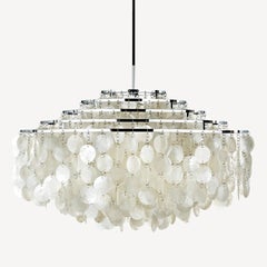 Verpan Fun 11DM Pendant Lamp by Verner Panton, Chrome Frame & Seashell Discs