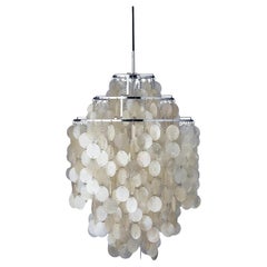 Verpan Fun 1DM Pendant Lamp by Verner Panton, Chrome Frame & Seashell Discs
