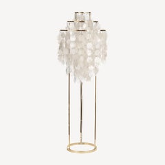 Verpan Fun 1STM Floor Lamp by Verner Panton, Brass Frame & Seashell Discs