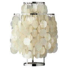 Verpan Fun 2TM Lámpara de Mesa de Verner Panton, Cromo y Discos de Concha Ø27 cm 10.6