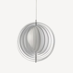 Verpan Moon Large Pendant Lamp by Verner Panton, Lacquered Metal Ø44.5 cm 17.5in