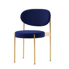 Verpan Series 430 Chair by Verner Panton 1967, Brass Frame, Kvadrat Harald Blue