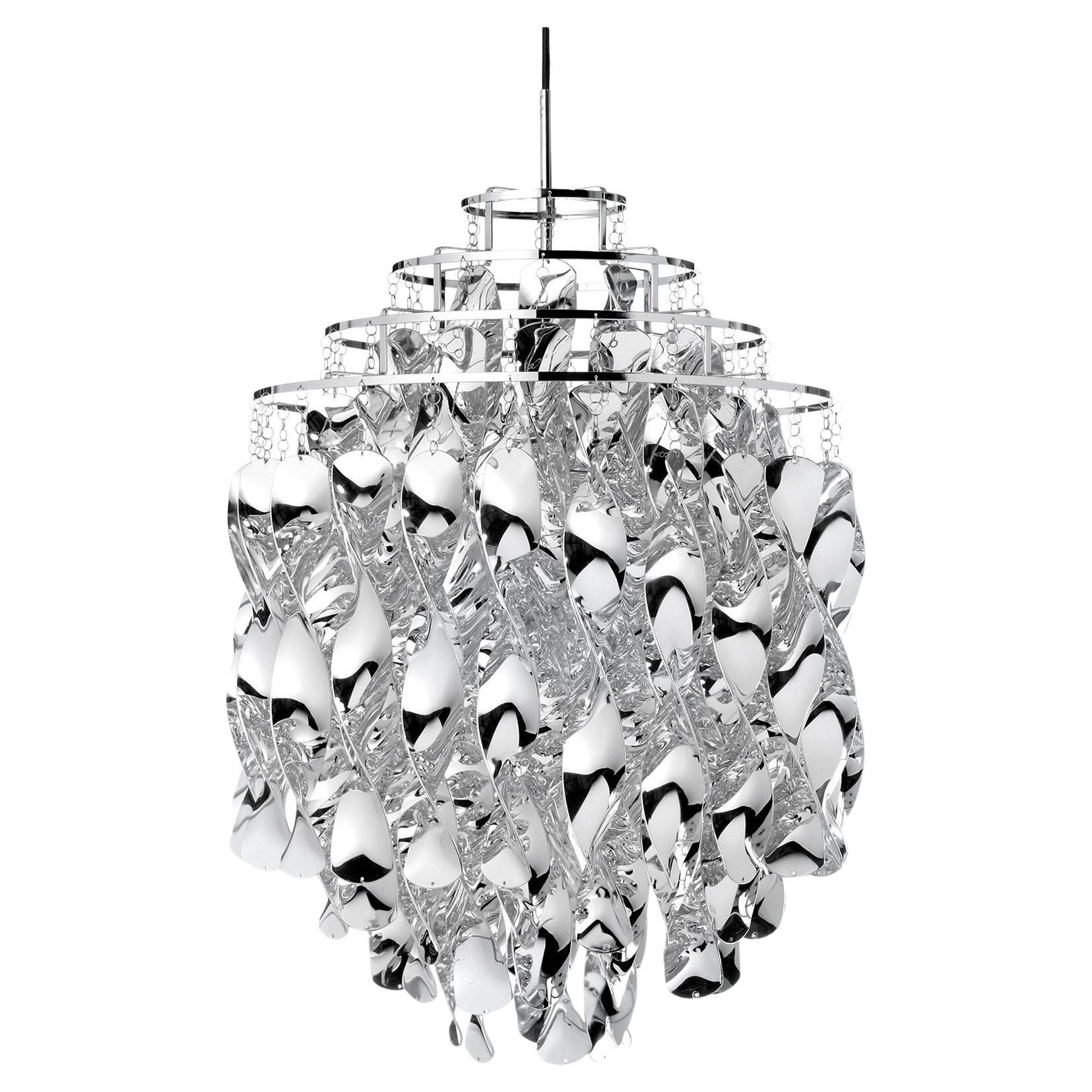 Verpan Spiral SP01 Pendant Lamp by Verner Panton, Silver Spirals, Ø45 cm 17.7