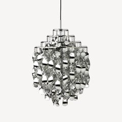 Verpan Spiral SP01 Pendant Lamp by Verner Panton, Silver Spirals, Ø45 cm 17.7 in