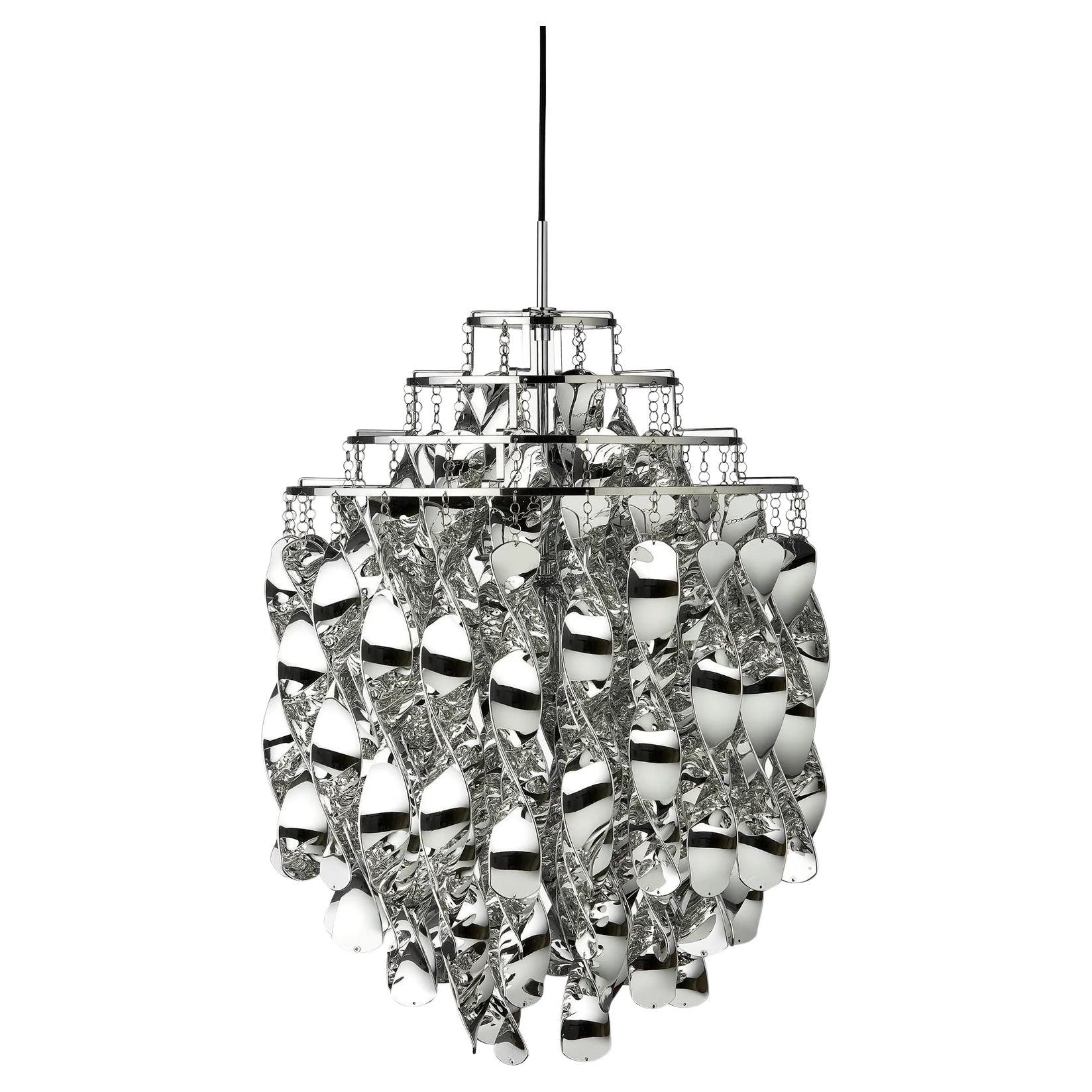 Verpan Spiral SP01 Pendant Lamp by Verner Panton, Silver Spirals, Ø45 cm 17.7 in in vendita