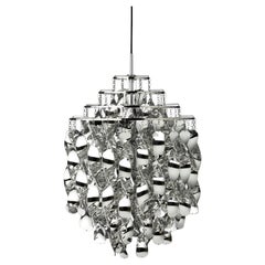 Verpan Spiral SP01 Pendant Lamp by Verner Panton, Silver Spirals, Ø45 cm 17.7 in
