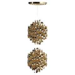 Verpan Spiral SP2 Pendant Lamp by Verner Panton, Gold Spirals, Ø48 cm 18.9 in