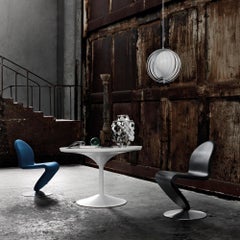 Verpan System 1-2-3 Dining Chair Standard, 1973 by Verner Panton, Black Leather