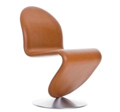 Verpan System 1-2-3 Dining Chair Standard, 1973 by Verner Panton, Brown Leather