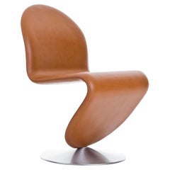 Verpan System 1-2-3 Dining Chair Standard, 1973 by Verner Panton, Brown Leather