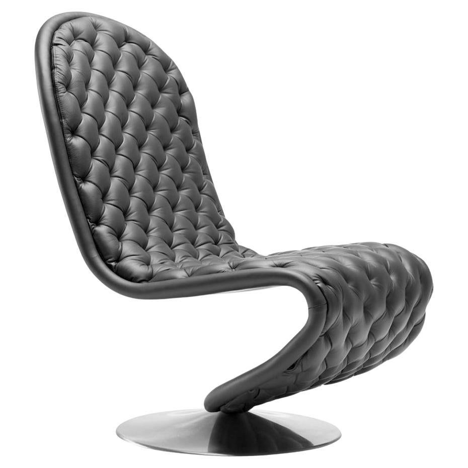 Verpan System 1-2-3 Lounge Chair Deluxe, 1973 by Verner Panton, Black Leather For Sale