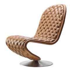 Verpan System 1-2-3 Lounge Chair Deluxe, 1973 by Verner Panton, Brown Leather