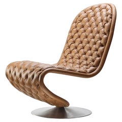 Verpan System 1-2-3 Lounge Chair Deluxe, 1973 by Verner Panton, Brown Leather
