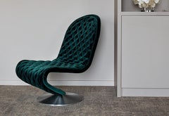 Verpan System 1-2-3 Lounge Chair Deluxe 1973 by Verner Panton, Swivel Base Green