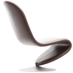 Verpan System 1-2-3 Lounge Chair Standard, 1973 by Verner Panton, Brown Leather