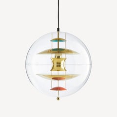 Verpan VP Globe Brass Suspension Lamp Ø40 cm by Verner Panton, Brass Reflectors