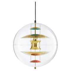 Verpan VP Globe Brass Suspension Lamp Ø40 cm by Verner Panton, Brass Reflectors