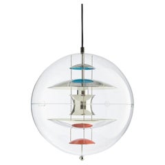 Verpan VP Globe Pendant by Verner Panton Chrome with Red & Blue Ø28cm 11 in