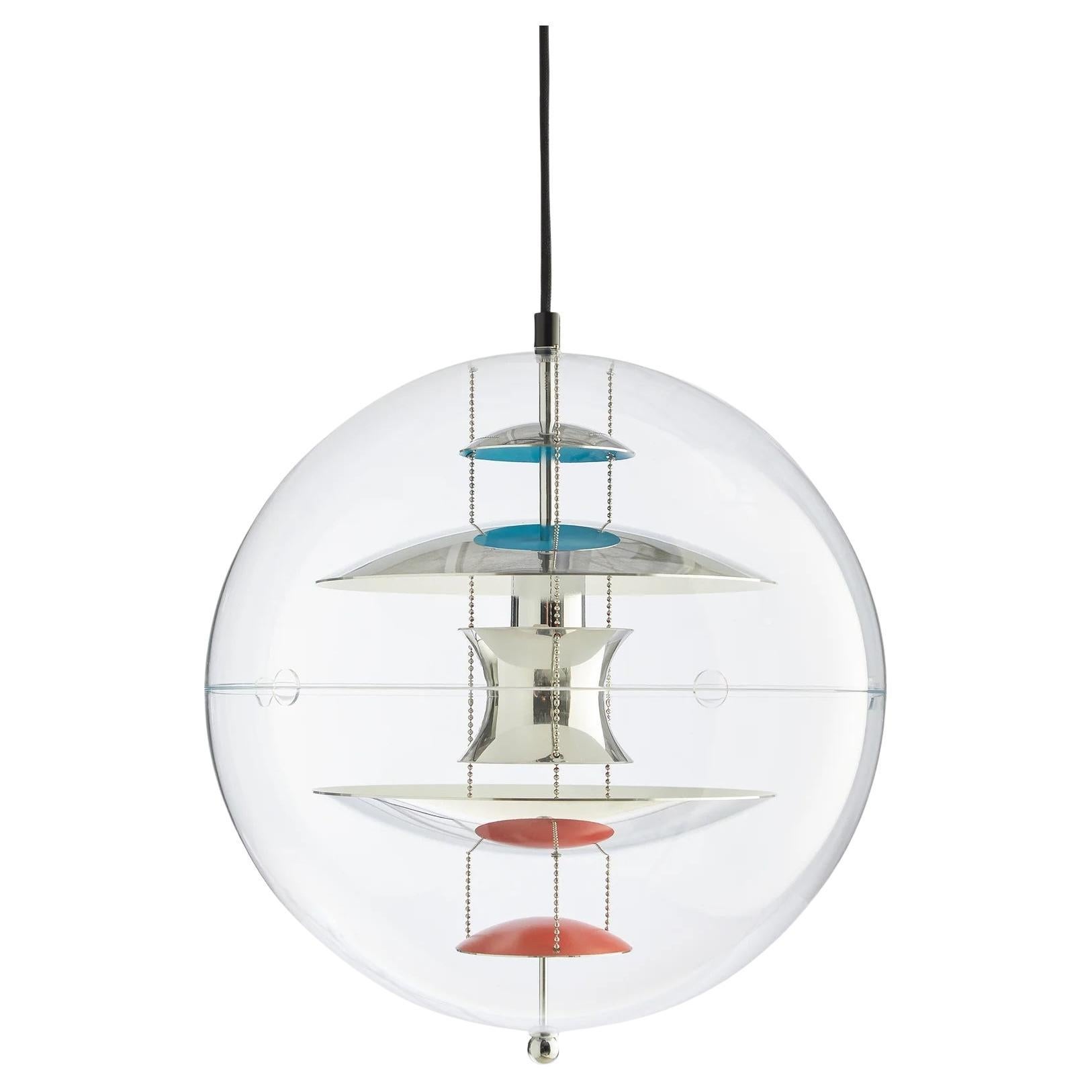 Verpan VP Globo Colgante de Verner Panton Cromo con Rojo y Azul Ø50cm 19.7 en venta