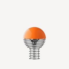 Verpan Wire Ø18 Portable Lamp by Verner Panton, Orange, Chrome Frame, Table lamp