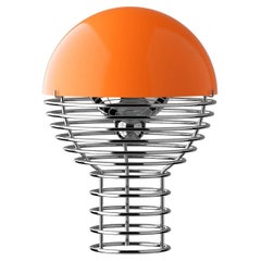 Verpan Wire Ø18 Portable Lamp by Verner Panton, Orange, Chrome Frame, Table lamp