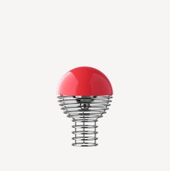 Verpan Wire Ø18 Portable Lamp by Verner Panton, Red, Chrome Frame Table Lamp
