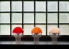 Verpan Wire Ø18 Portable Lamp by Verner Panton, Yellow, Chrome Frame, Table lamp